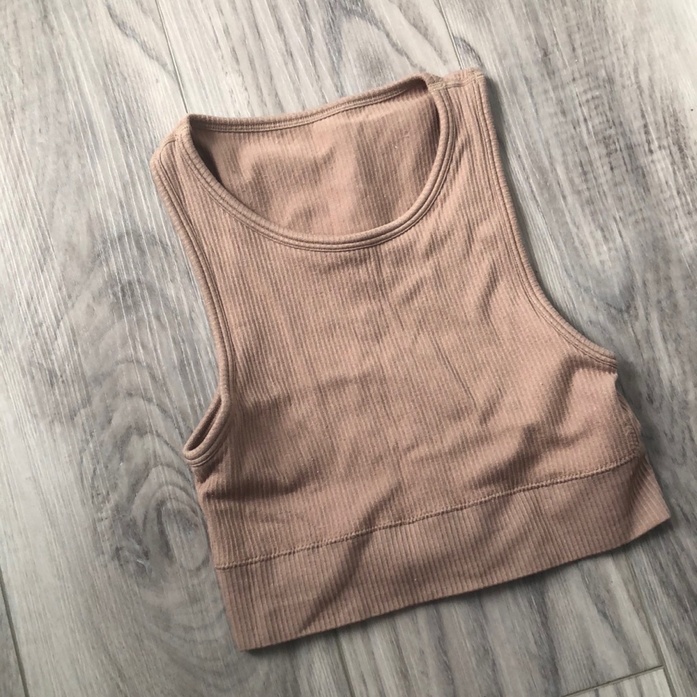 SKIMS Ribbed Crop Tank in Nude Pink